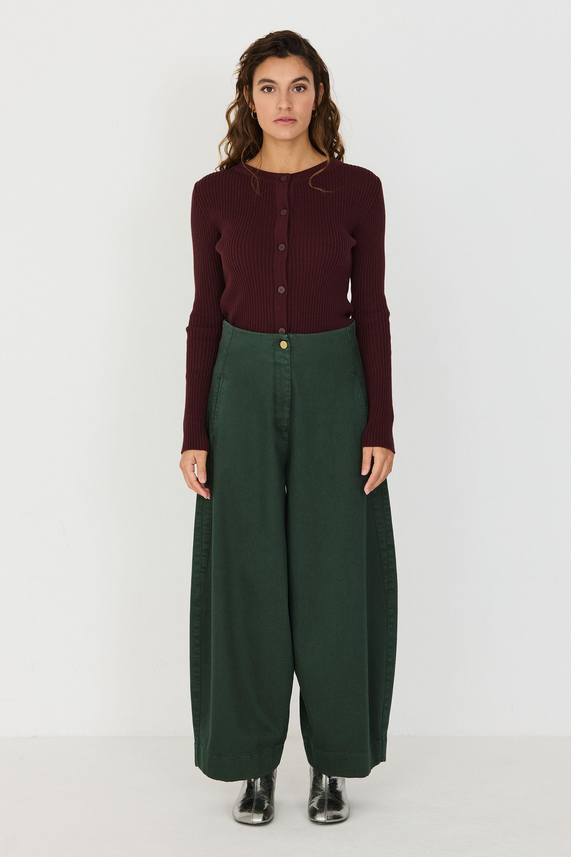 SKFK Mari Trouser Dark Green Damen GOTS Barrel Pants grün